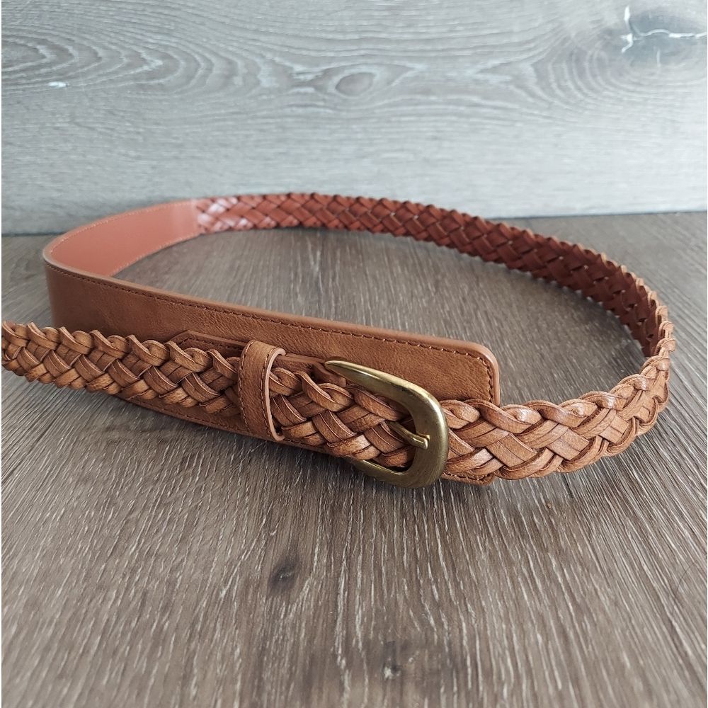 Brown Braided Belt Leather Lined ML